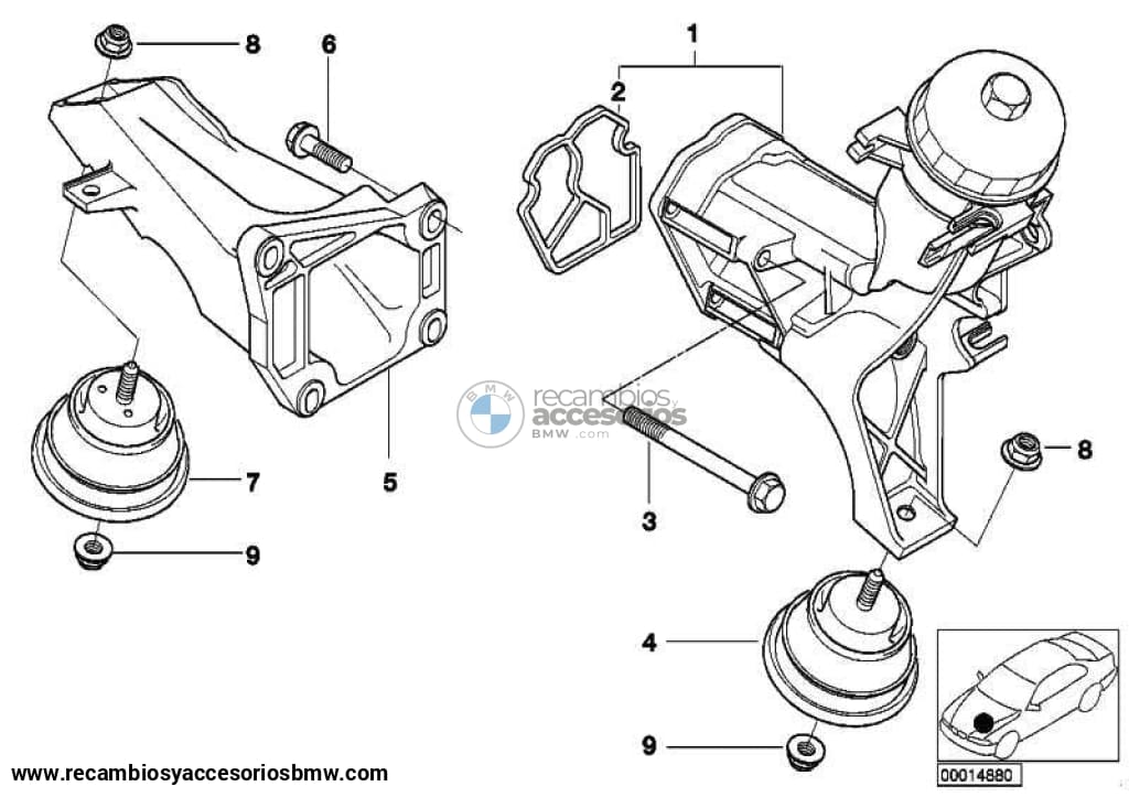 Soporte De Goma Motor Para Bmw E46 E85 . Original Bmw. Recambios