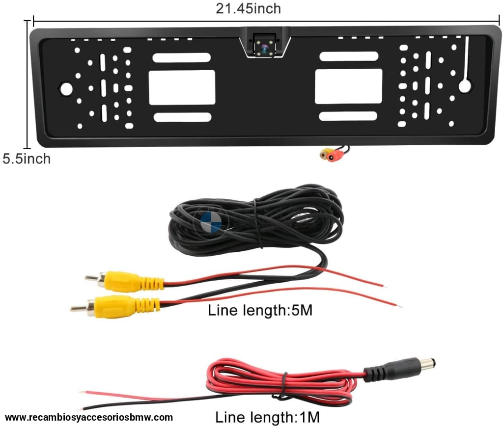 Soporte Marco Matrícula Negro Con Cámara Trasera Integrada.