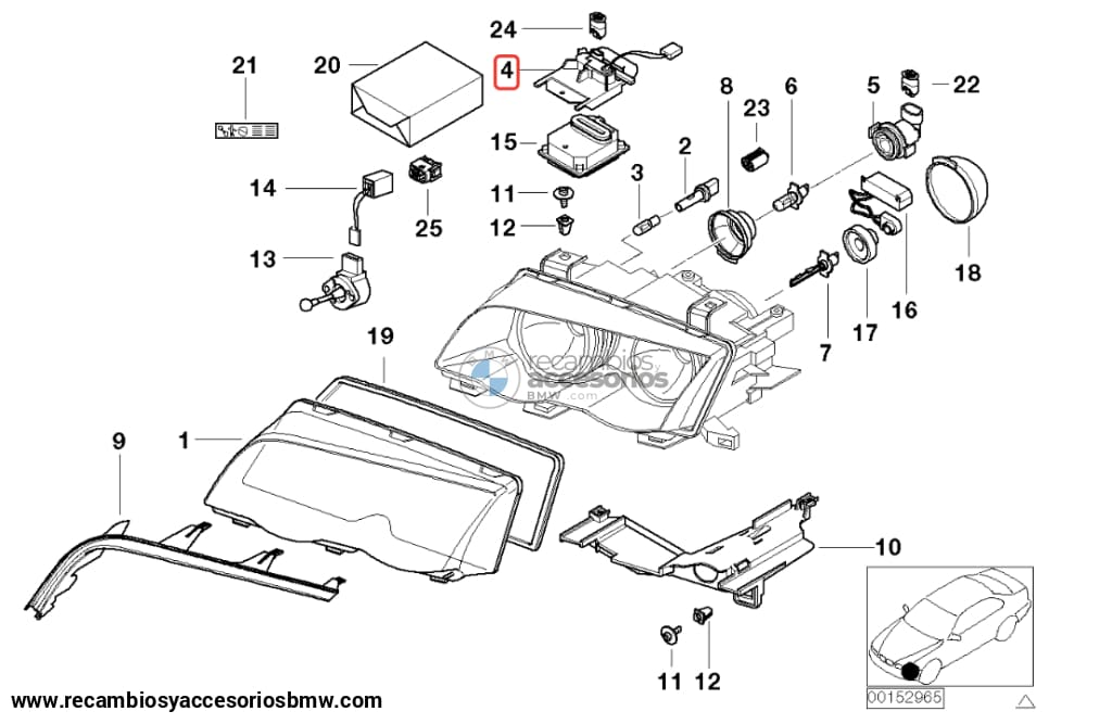 Soporte Mecanismo De Mando Luz Xenon Derecha Bmw E46. Original