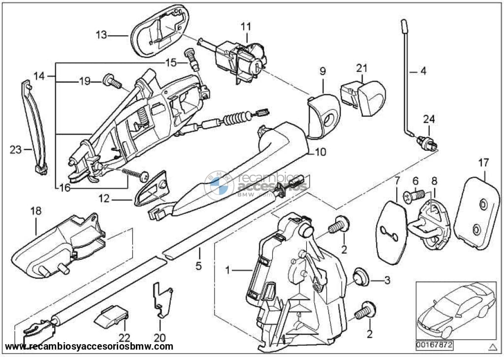 Soporte Para Tirador Exterior De Puerta Delantero E46 Serie 3 . Original Bmw Recambios