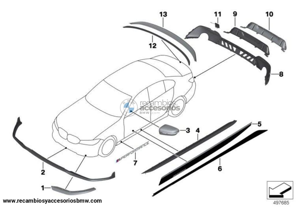 Spoiler Trasero Negro Mate M Performance Para Bmw G20. Original Recambios