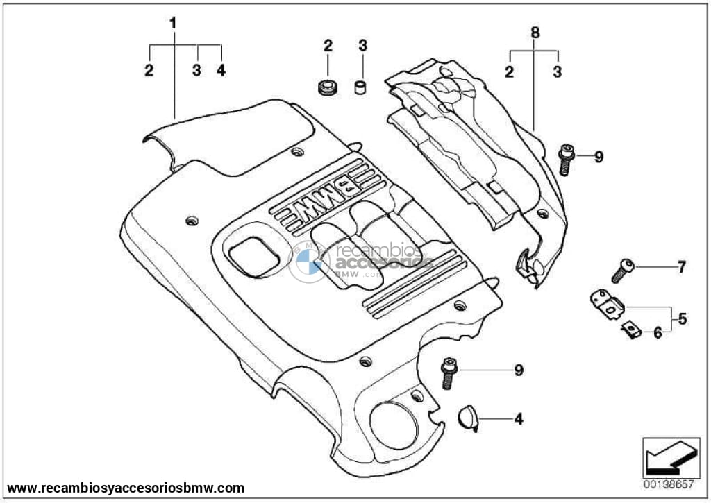 Tapa Acústica Motor Para Bmw E46 Serie 3 . Original Recambios