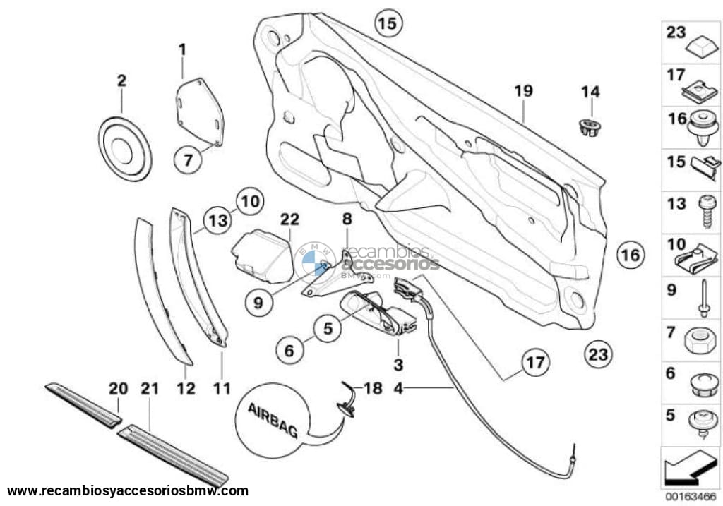 Tapa Botón Bloqueo De Puerta Para Bmw E85 E86. Original Recambios