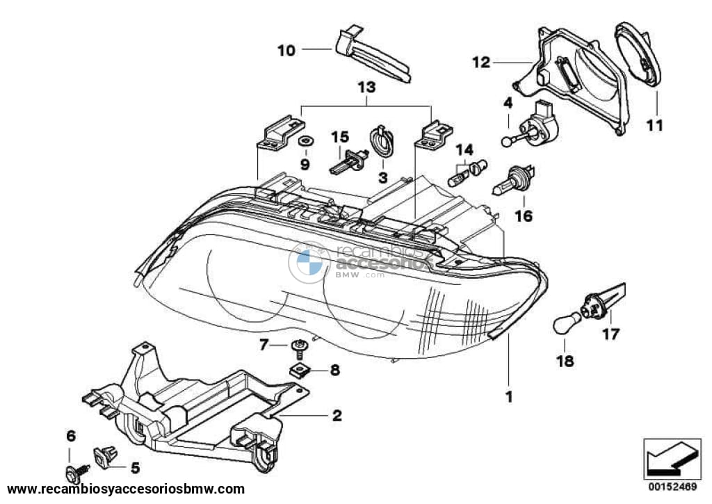 Tapa Caperuza Luz De Cruce Faro Delantero Para Bmw F07 Gt F10 F11 F18 E53 E70 E71 E72 E89 . Original