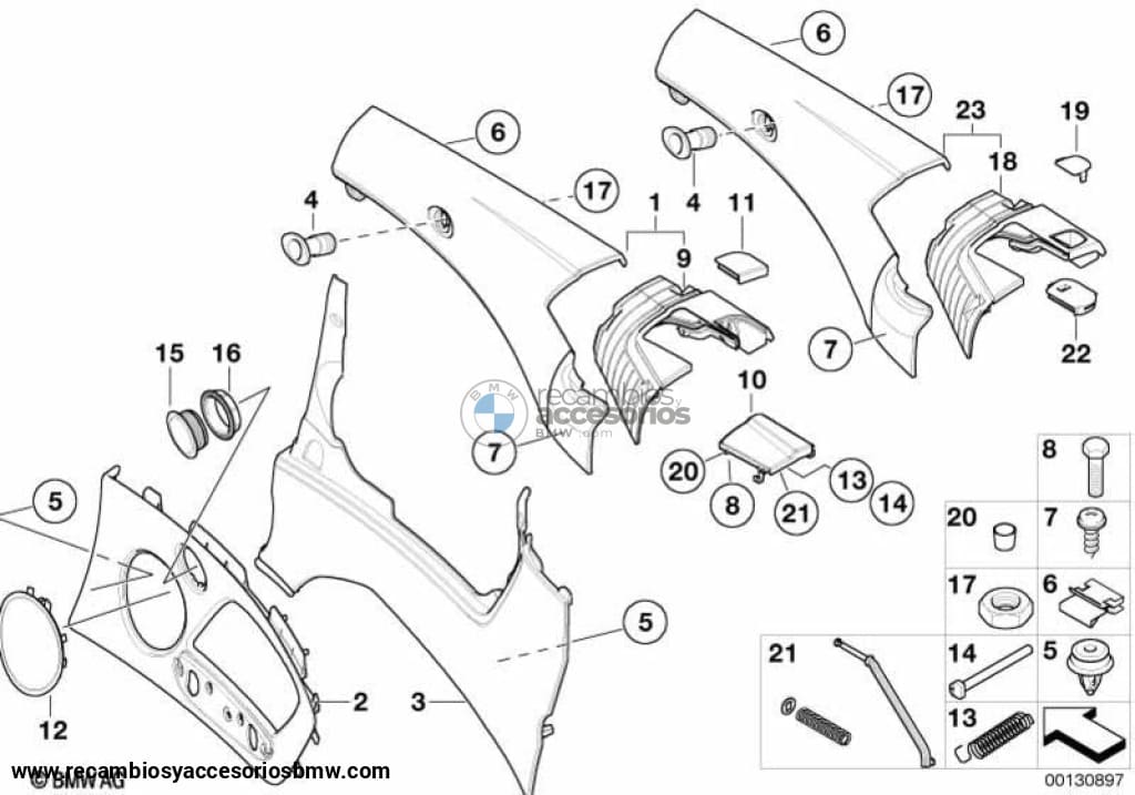 Tapa Cubierta Altavoz Puerta Delantera Beige Claro Para Bmw E46 Cabrio . Original Recambios