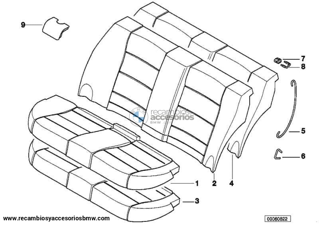 Tapa Cubierta Paramento Isofix Asientos Traseros Para Bmw E46. Original Recambios