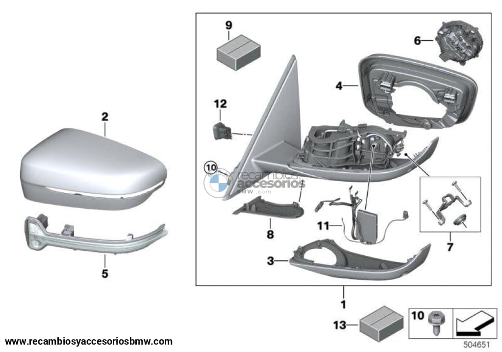 Tapa De Cubierta Retrovisor Exterior Imprimado Para Bmw G20 G21 . Original Bmw. Recambios