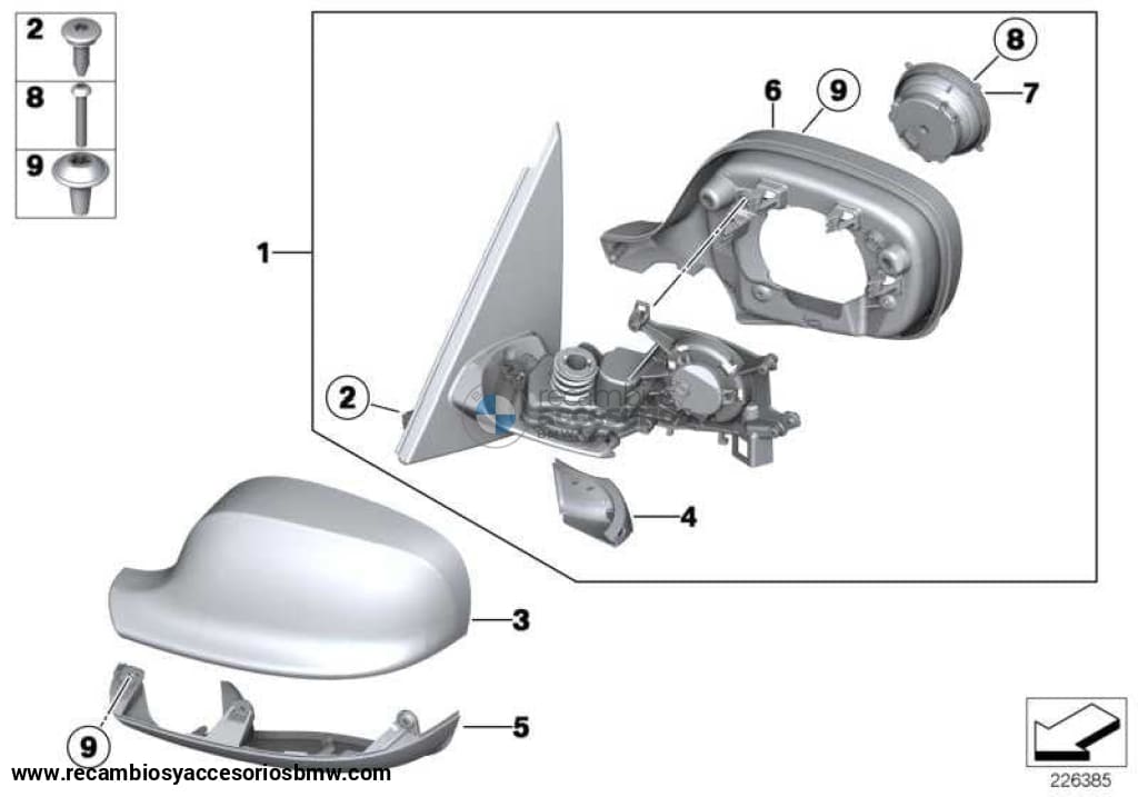 Tapa De Espejo Exterior Imprimada Para Bmw F25 . Original Bmw. Recambios