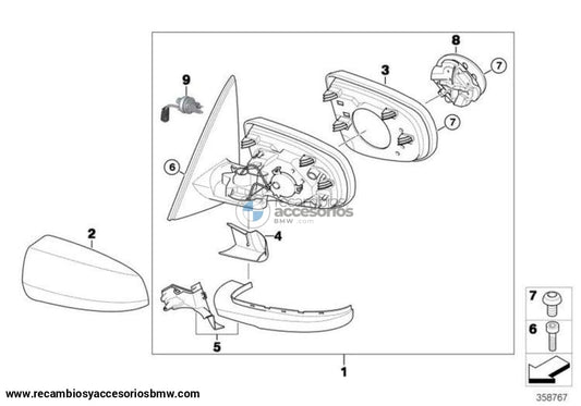 Tapa De La Cubierta Del Espejo Exterior Imprimada. Para Bmw E70/e71. Original Recambios