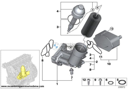 Tapa Del Filtro De Aceite Para Bmw E38 E39 E46 E53. Original Recambios