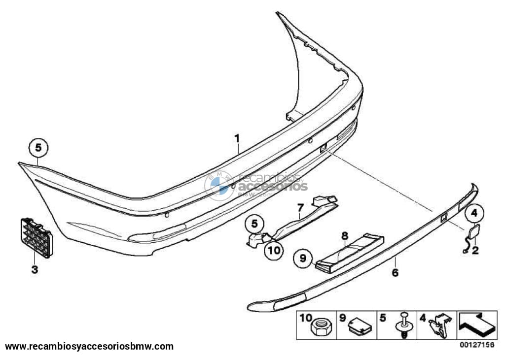 Tapa Enganche De Remolque Abatible Imprimado Para Bmw Serie 3 E46 Sin Paquete M . Original Bmw.