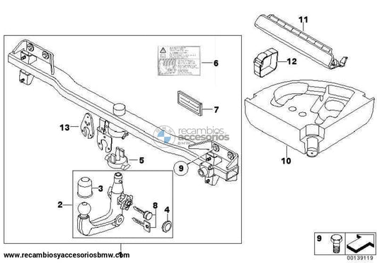 Tapa Enganche De Remolque Con Trampilla Imprimada Para Bmw E60 . Original Bmw. Recambios