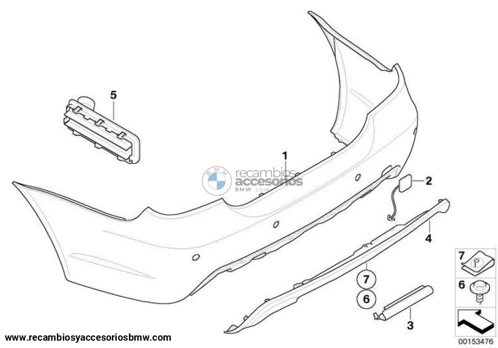 Tapa Gancho Remolque Parachoques Trasero M Imprimada Para Bmw E60. Original Recambios