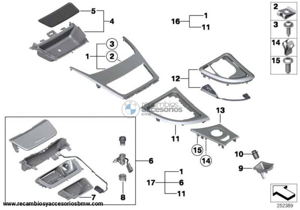 Tapa Idrive Rueda Consola Central Negro Para Bmw E81 E82 Edrive E87 E88 . Original Recambios