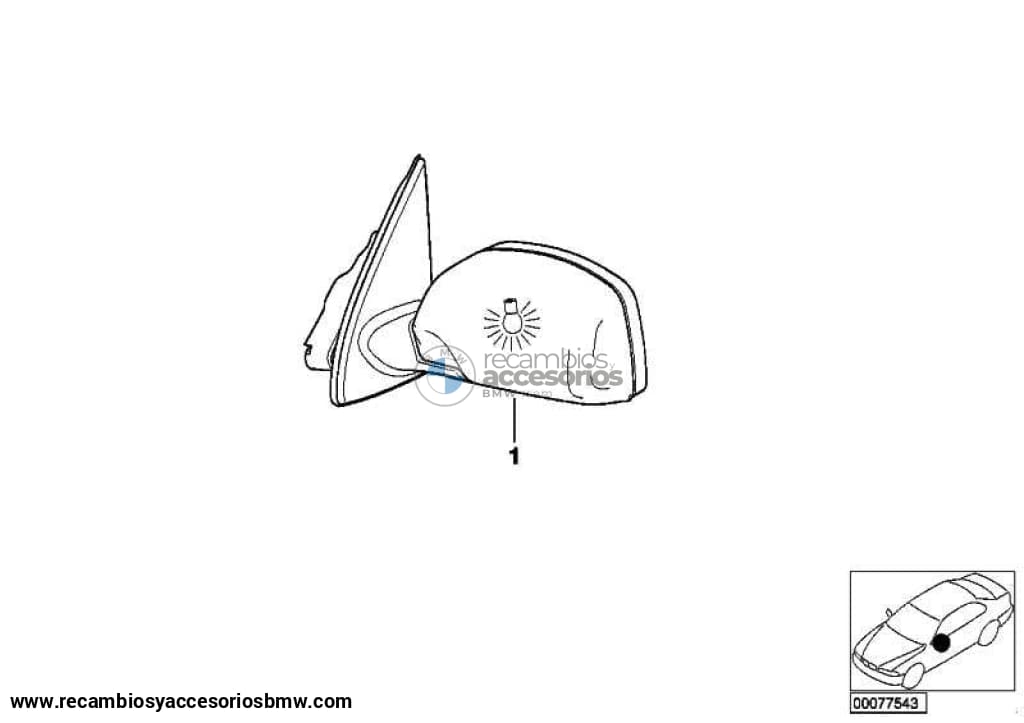 Tapa Imprimada Retrovisor Exterior Para Bmw E53 X5 . Original Recambios