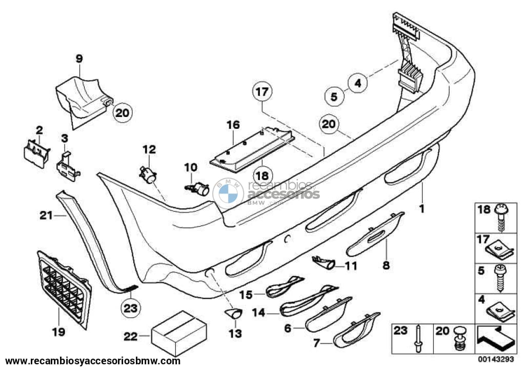 Tapa Parachoques Trasero Para Bmw E53 . Original Recambios