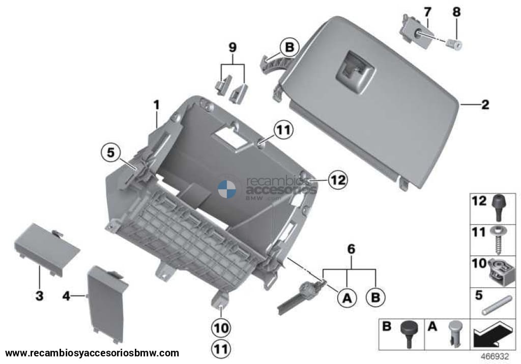 Tapa Puerta Guantera Para Bmw F25 F26. Original Recambios