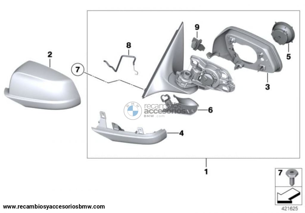 Tapa Retrovisor Exterior Imprimado Para Bmw F10 F11 F18. Original Bmw. Recambios