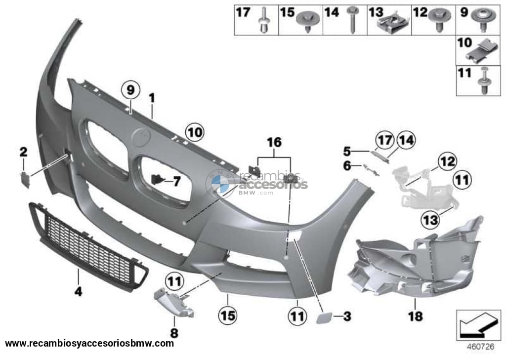 Tapa Tapita Argolla De Remolque Imprimada Parachoques Delantero -M- Para Bmw F22 Serie 2 . Original