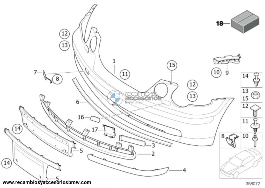 Tapa / Tapita Inyectores Lavafaros Bmw E46 Compact Con Frontal Normal (No M). Original Recambios