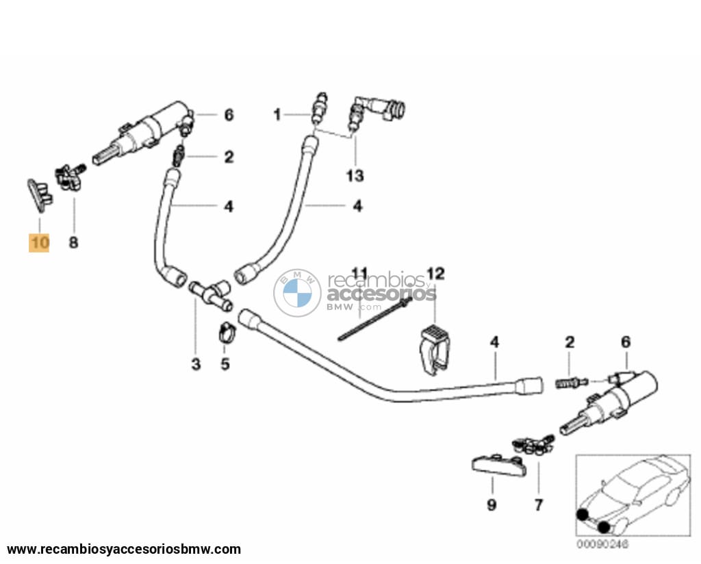 Tapa / Tapita Inyectores Lavafaros Bmw E46 Compact Con Frontal Paquete M. Original Recambios