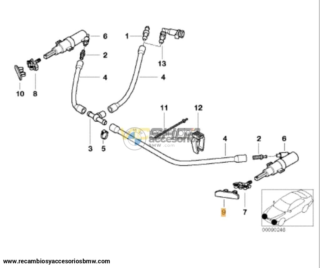 Tapa / Tapita Inyectores Lavafaros Bmw E46 Coupe Cabrio Pre Y M3. Original Recambios