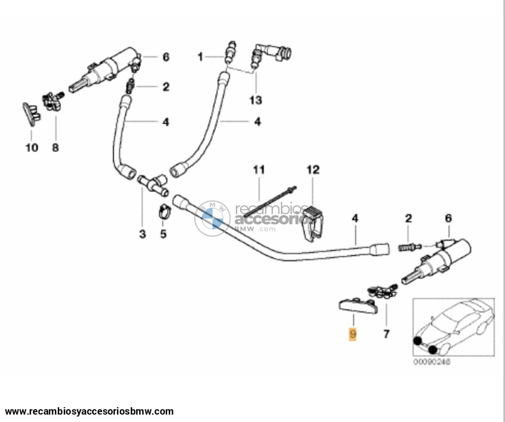 Tapa / Tapita Inyectores Lavafaros Bmw E46 Coupe Cabrio Restyling. Original Recambios