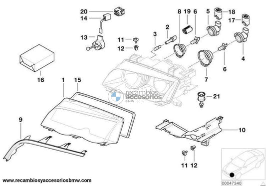 Tapa / Tulipa Faro Delantero Tipo Zkw Para Bmw E46 Berlina/touring Restyling. Original Recambios