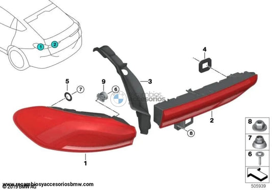 Tira De Canalón Piloto Trasero Izquierda/Derecha Para Bmw G06 F96. Original Recambios