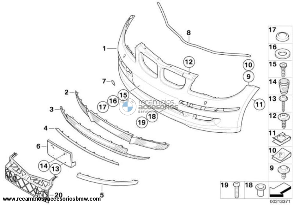 Tira Protectora De Goma Parachoques Delantero Izquierdo Grundiert/pdc Para Bmw Serie 1 E87 E81.