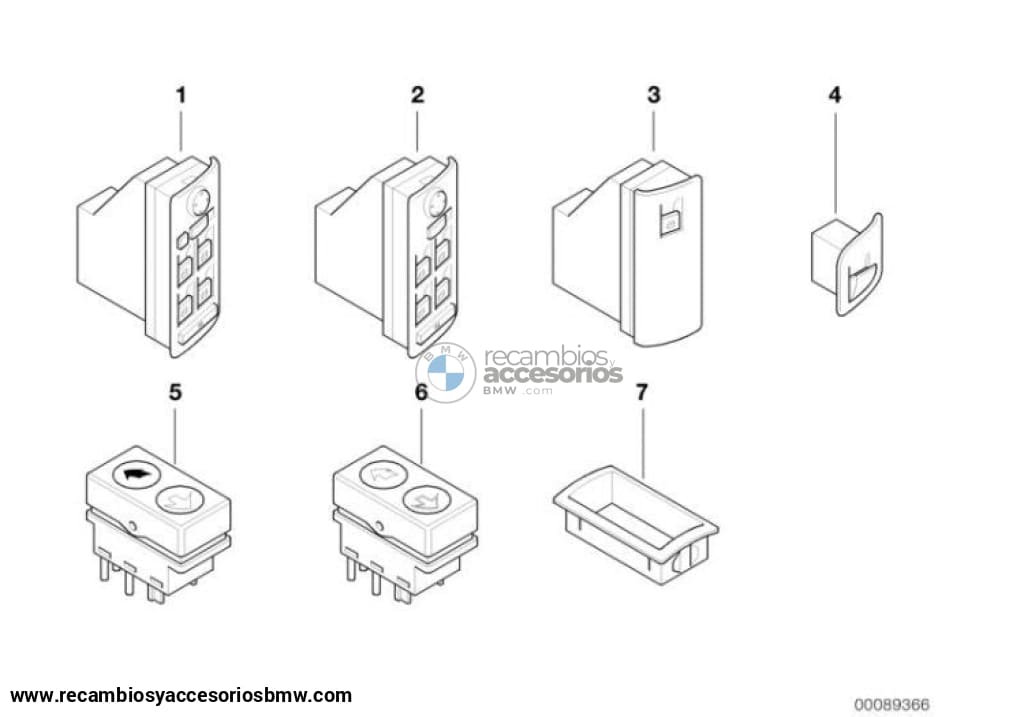 Unidad Interruptores Alzacristales Elevalunas Puerta Acompañante Para Bmw E53. Original Recambios