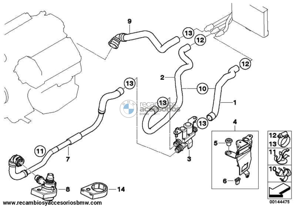 Válvula De Agua Para Bmw E53 E70 E71 E72 Hyb . Original Recambios