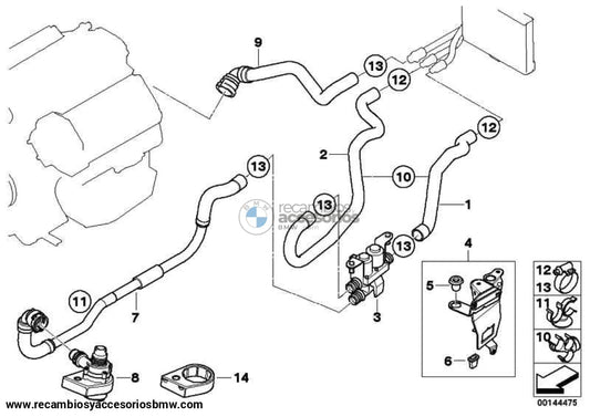 Válvula De Agua Para Bmw E53 E70 E71 E72 Hyb . Original Recambios