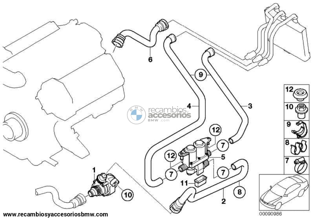 Valvula De Agua Para Bmw E60 E61 E63 E64 E65 E66 E67 E53 . Original Recambios