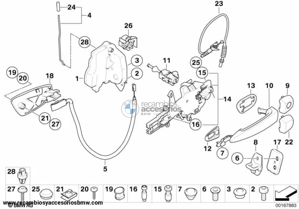 Varilla Barra De Accionamiento Puerta Delantera Izquierda/Derecha Para Bmw E92 E93. Original