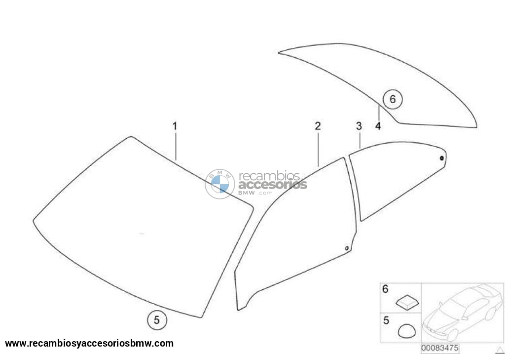 Ventana / Cristal Trasero Lateral Bmw E46 Compact. Original Recambios