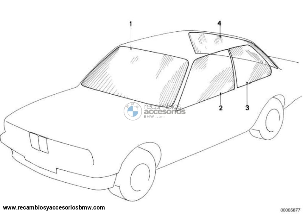 Ventana Lateral Transparente Para Bmw 2 Puertas E30. Original Recambios