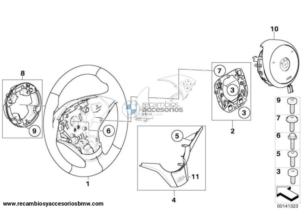 Volante Deportivo M Cuero Negro Para Bmw E60 E61 E63 E64. Original Recambios